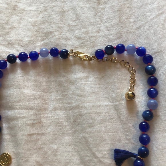 Kate Spade Blue Tassel Pom Pom Necklace - Picture 5 of 6